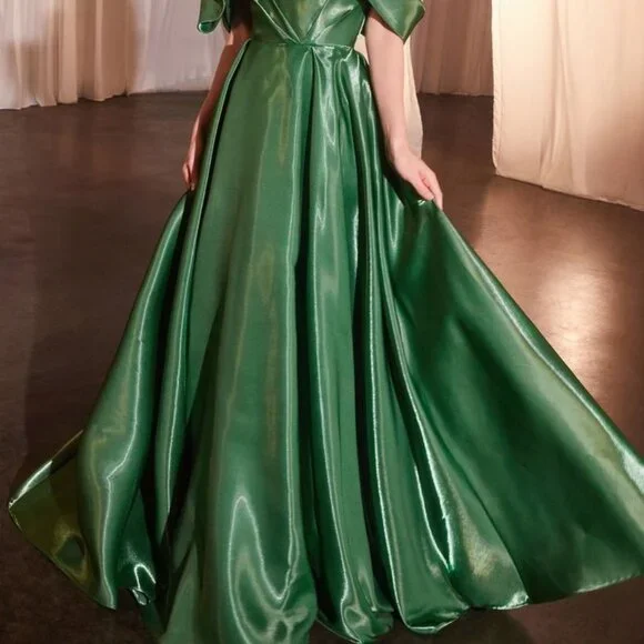 NEW LONG FORMAL OFF SHOULDER LIQUID ORGANZA BALL GOWN W/ SWEETHEART NECK CD801